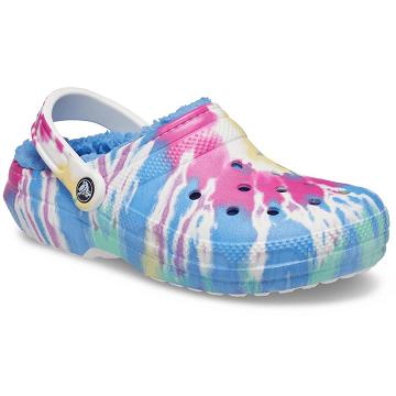 Crocs Classic Lined Tie-Dye Men's Clogs Blue / Multi | Australia 0812YXFU